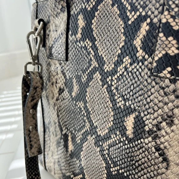 Valentino Black and Cream Python Pattern Tote